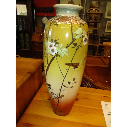 120 - Japanese Pottery Vase Decorated with Birds and Foliage, 46cm