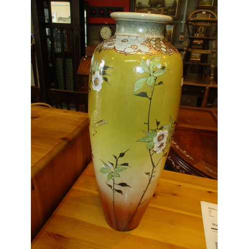 120 - Japanese Pottery Vase Decorated with Birds and Foliage, 46cm