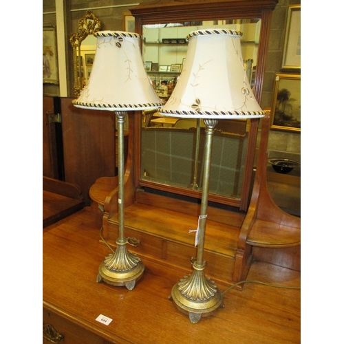 107 - Pair of Pillar Table Lamps with Shades