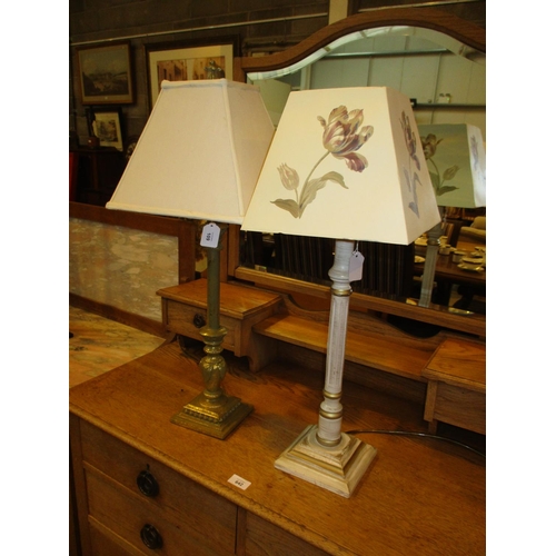 109 - Two Pillar Table Lamps with Shades