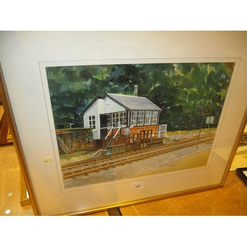 167 - Cameron C.F. Coutts, 1987, Watercolour of Dunkeld Signal Box, 30x40cm