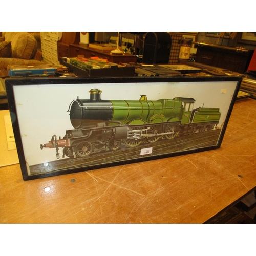 169 - Framed Print of Caerphilly Castle Locomotive, 23x61cm