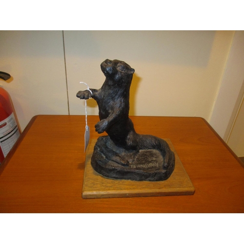 179 - Thomas Symington Halliday, FRSA, (Scottish), Pottery Sculpture of an Otter, 20cm