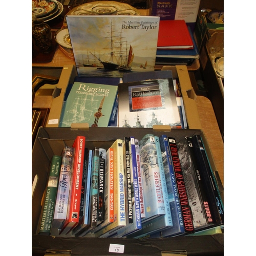 18 - Two Boxes of Books - Royal Navy, Warships etc