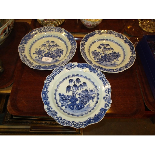 197 - Three Chinese Export Blue and White Porcelain Plates