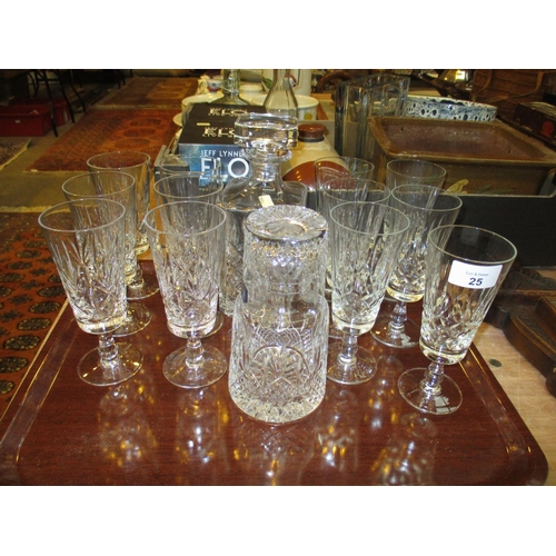 25 - Two Sets of 6 Crystal Champagne Flutes, Decanter and Carafe