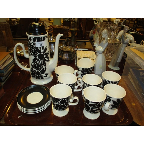 39 - Carltonware Part Coffee Set and a Lladro Figure