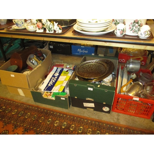 54 - Five Boxes of Ceramics, Glass, Metalwares etc