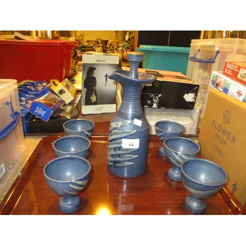 69 - Culloden Pottery Decanter and 6 Goblets