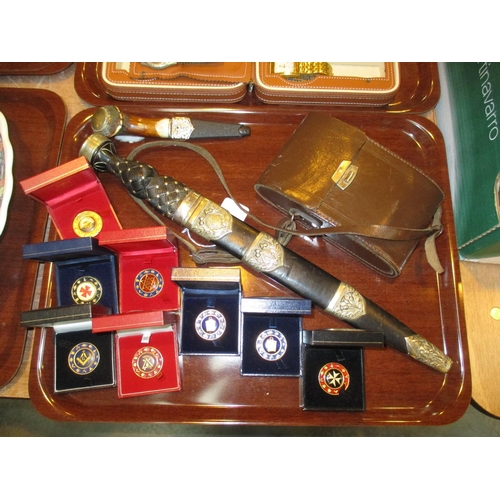 8 - Sgian Dubh, Dirk, Folding Camera and Masonic Tokens