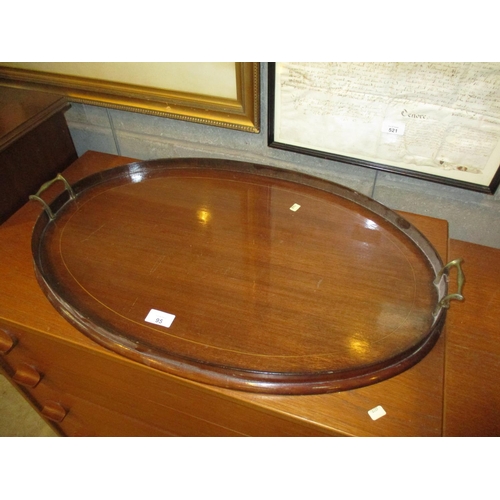 95 - Inlaid Mahogany Oval Gallery Tray