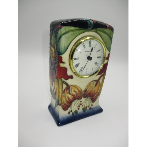 345 - Moorcroft Pottery Clock, 16cm