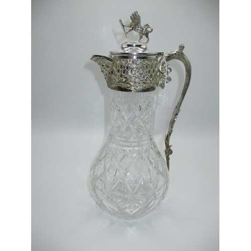 346 - Silver Plate and Crystal Wine Jug, 32cm