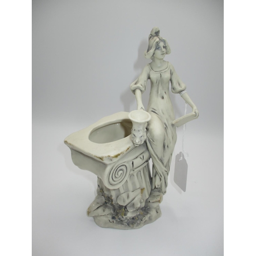 346A - Royal Dux Porcelain Art Nouveau Maiden at a Well Figure, 22cm