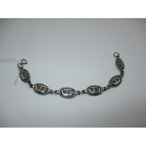 371 - Iona Sterling Silver Longboat Bracelet Stamped CAI