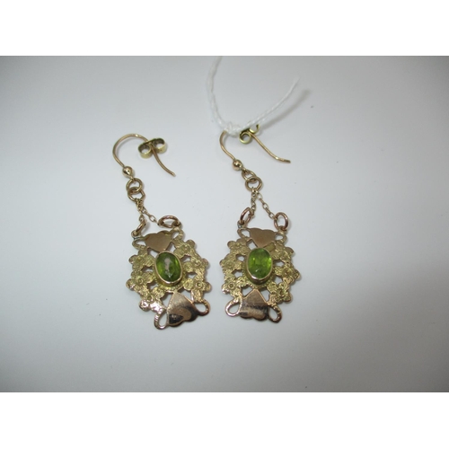 379 - Pair of 9ct Gold and Peridot Ear Drops, 4.17g