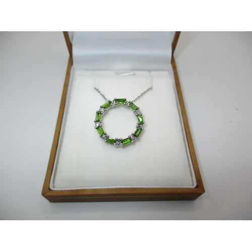 432 - Peridot and Diamond Pendant and Chain