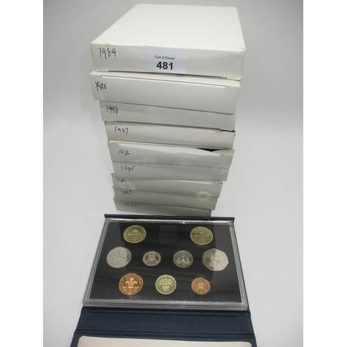 481 - Nine 1980's Royal Mint Proof Coin Sets