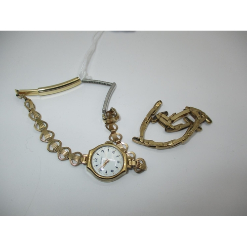 489 - Ladies 9ct Gold Rotary Watch on a Plated Bracelet, along with a 9ct Gold Expanding Strap