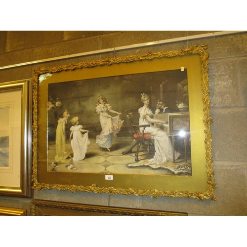 525 - Ornate Gilt Framed Print Children Dancing