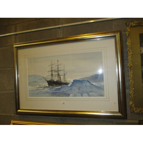 527 - Peter Knox, (Born 1942), Watercolour, Discovery Antarctic 1902, 34x65cm