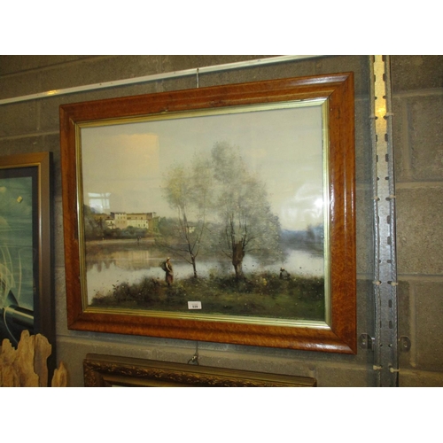 539 - After Corot Maple Framed Print of a River Scene