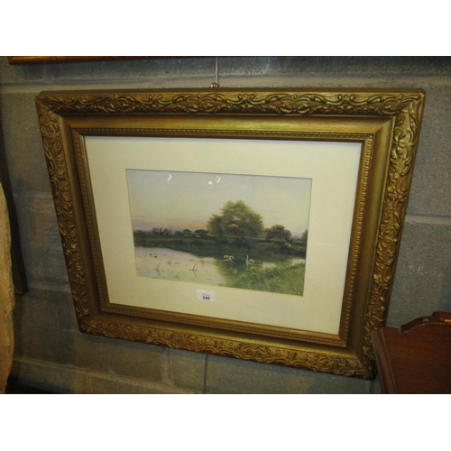 540 - Gilt Framed Print of Swans