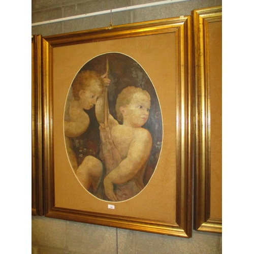 545 - Large Canvas Print of Cherubs, image 85x60cm, frame 114x89cm