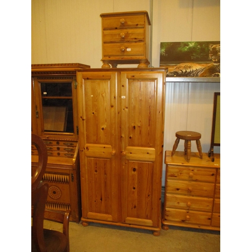 554 - Pine Wardrobe and Bedside Chest