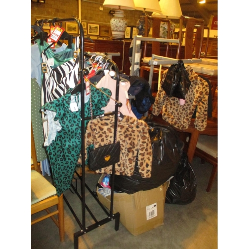 574 - Two Shop Clothes Rails and Large Quantity of Clothing