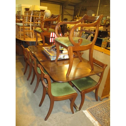 580 - Regency Style Mahogany Extending Dining Table with Leaf and 8 Chairs