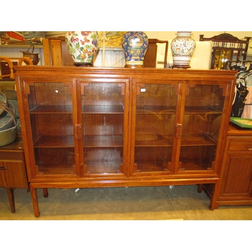 584 - Chinese Hardwood 4 Door Display Cabinet on Stand, 182cm