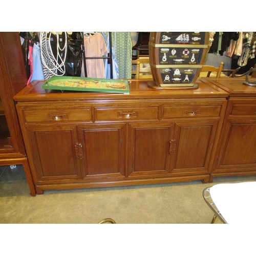 585 - Chinese Hardwood 3 Drawer 4 Door Sideboard, 152cm