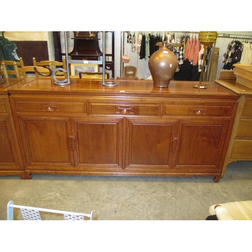 586 - Chinese Hardwood 3 Drawer 4 Door Sideboard, 183cm