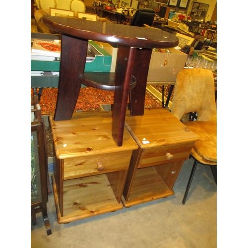 597 - Pair of Pine Bedside Cabinets and a Telephone Table