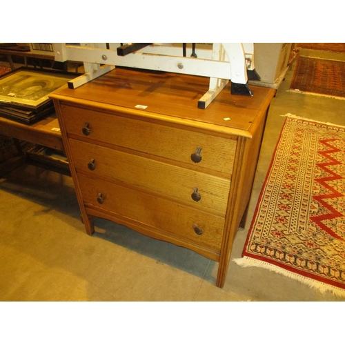 602 - Oak Chest of 3 Drawers, 75cm