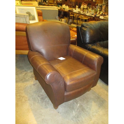 616 - Dark Brown Leather Easy Chair