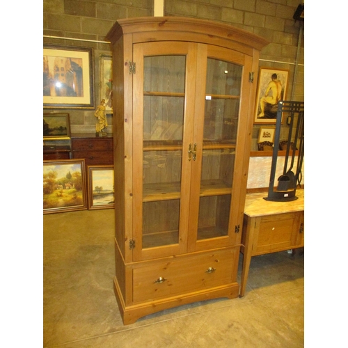 640 - Marks & Spencer Pine and Glazed Tall Display Cabinet, 92cm