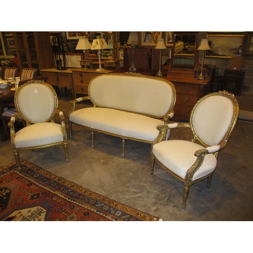 645 - French Gilt Wood 3 Piece Drawing Room Suite