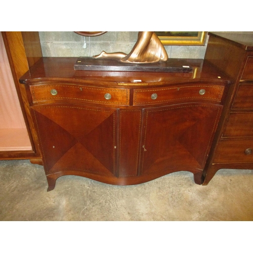 660 - 1920's Inlaid Mahogany Serpentine Sideboard, 117cm