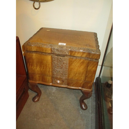 675 - Indian Carved Teak Work Box