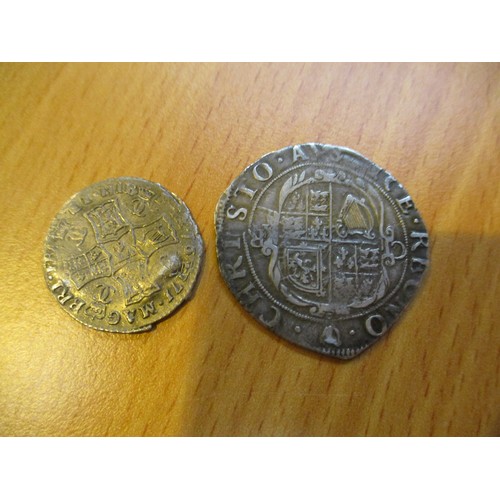 356 - Charles I Tower Mint Shillings and a Charles II Scottish Half Merk 1671