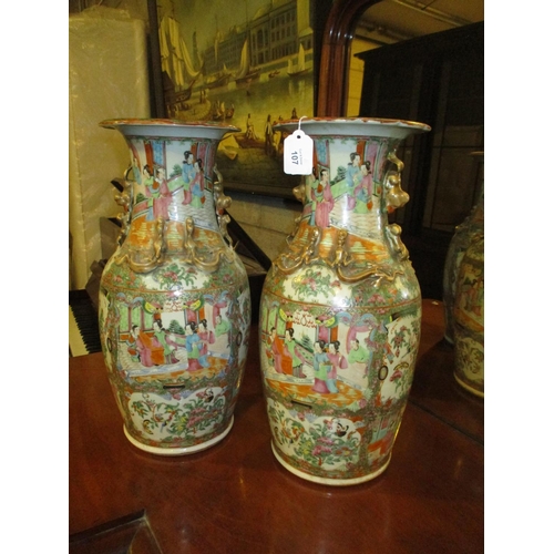 107 - Pair of Chinese Canton Porcelain Vases, 46cm