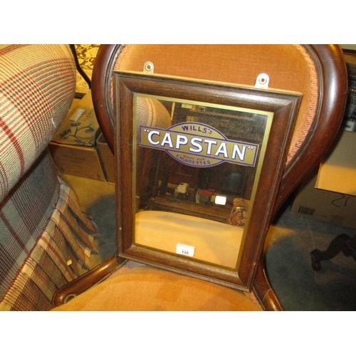 135 - Wills Capstan Navy Cut Cigarettes Advert Mirror, Oak Framed, 41x31cm