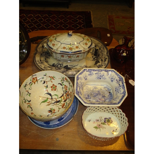 177 - Victorian Pottery Ashet, Tureen, Bowls etc