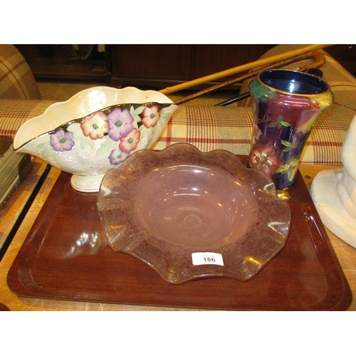 186 - Two Maling Vases and a Vasart Dish