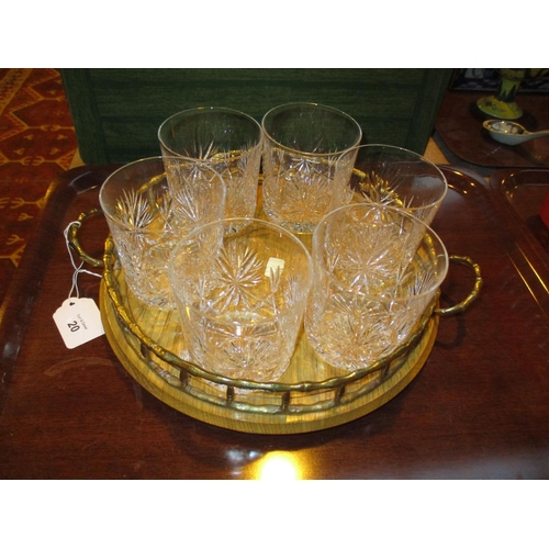 20 - Set of 6 Crystal Whisky Tumblers with Tray