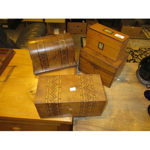 231 - Two Tunbridge Inlaid Tea Caddies and 2 Others