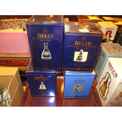 44 - Four Bells Whiskies, Queen Elizabeth 50 Years and 75 Years, 50th Golden Wedding and Prince of Wales ... 