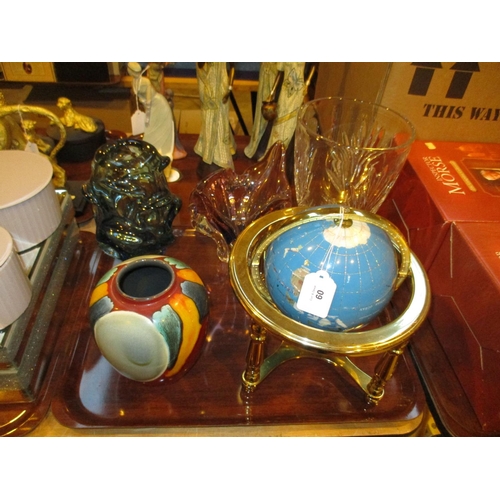 60 - World Globe, Poole Vase and 3 Glass Vases